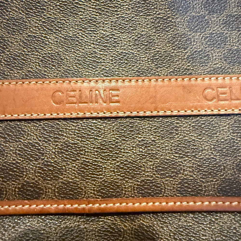 Celine Brown and Tan Leather Logo Bag - Picture 4 of 11